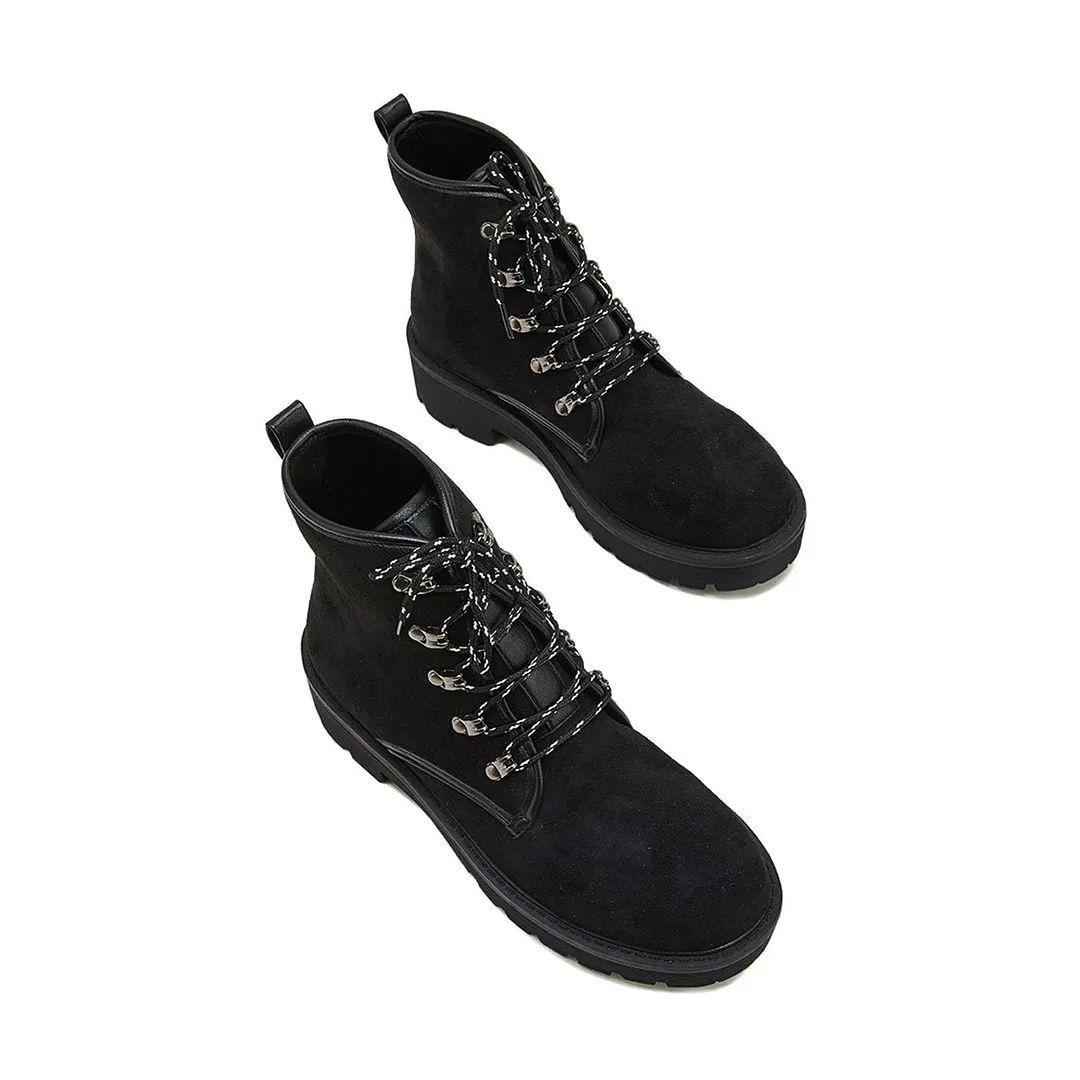 Women's Simple Faux Suede Lace Up Combat Boots