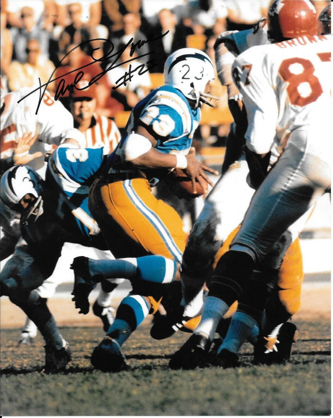 PAUL LOWE SAN DIEGO CHARGERS 1965 AFL MVP, 1963 AFL CHAMPIONS RARE SIGNED Photo Poster painting