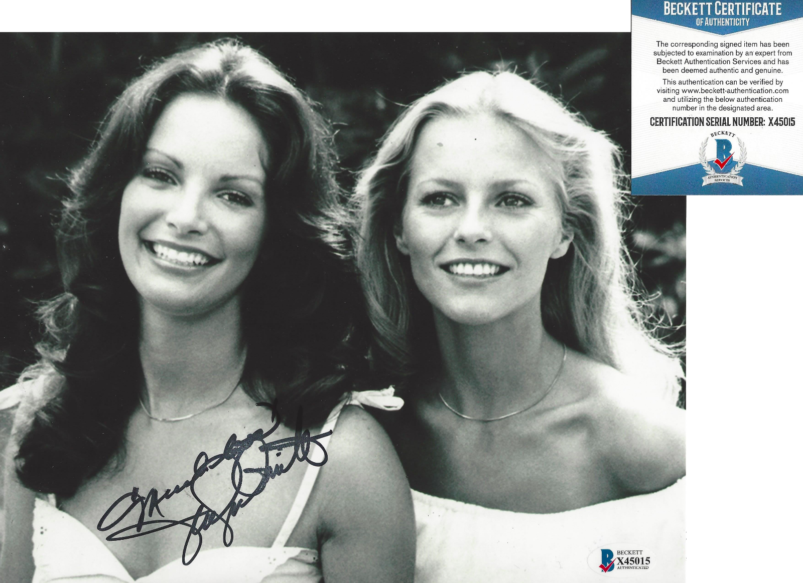 JACLYN SMITH SIGNED 'CHARLIE'S ANGELS' 8x10 Photo Poster painting L ACTRESS BECKETT COA BAS