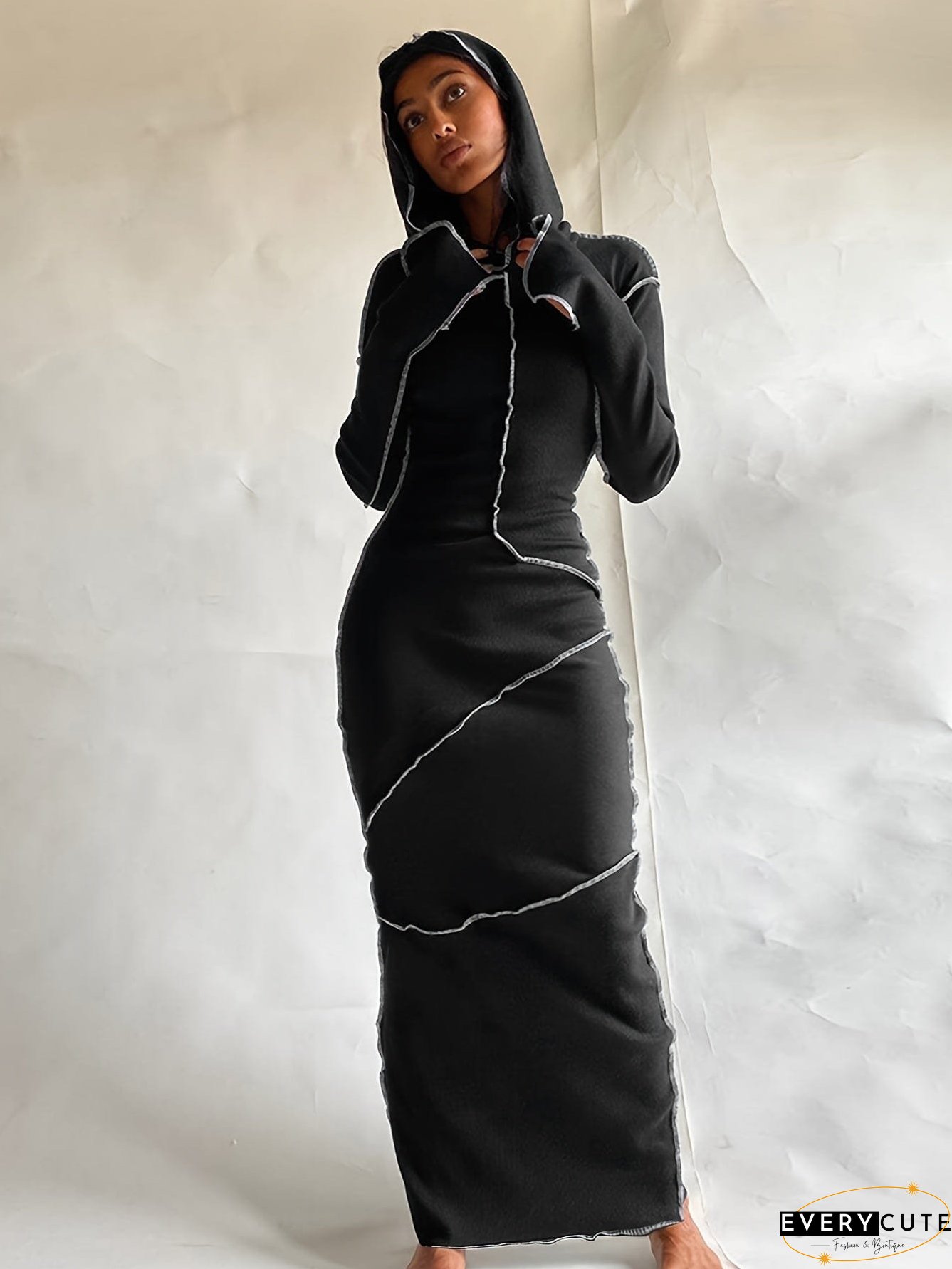 Flattering Maxi Dress with Contrasting Stitches