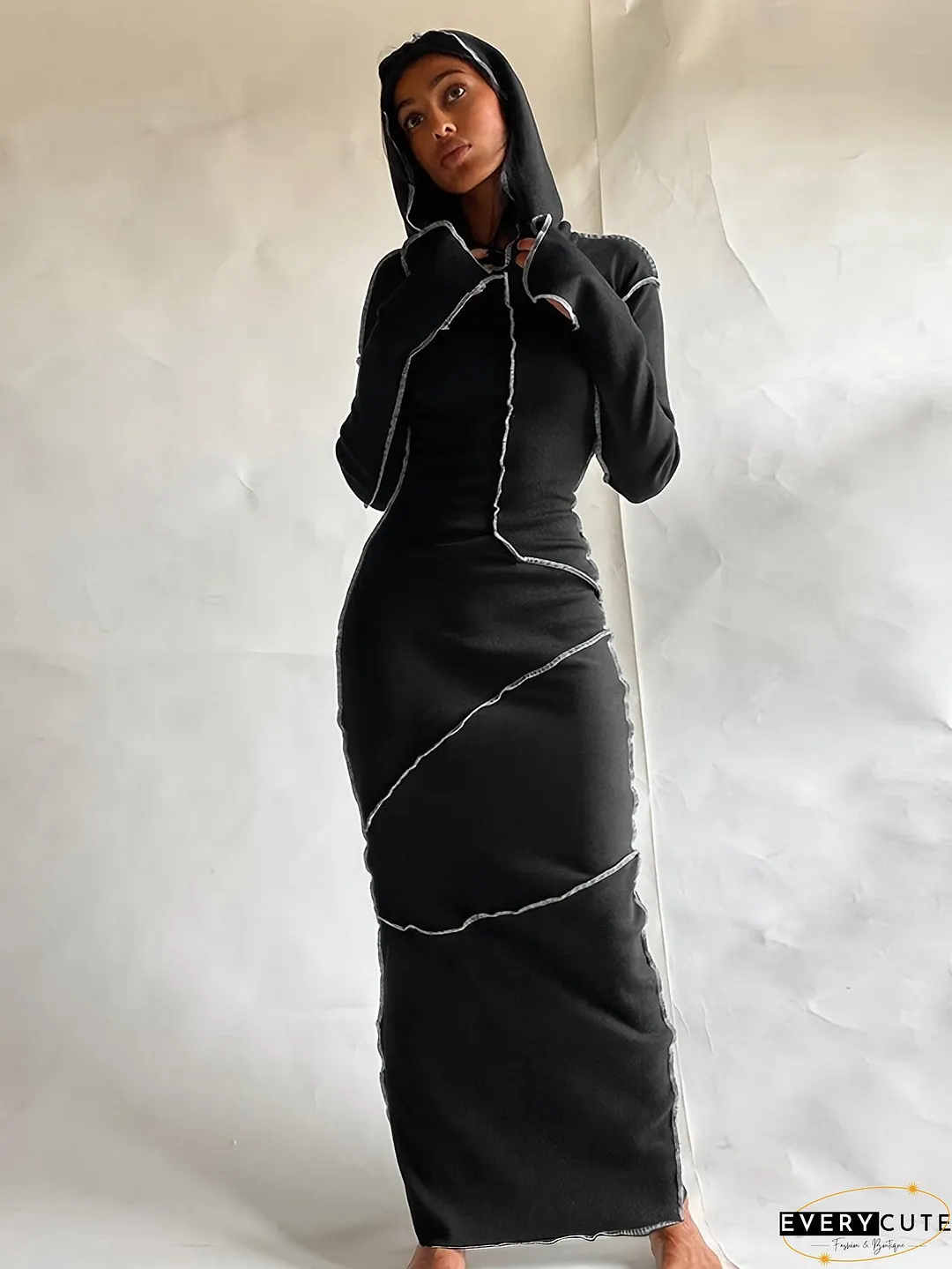Flattering Maxi Dress with Contrasting Stitches