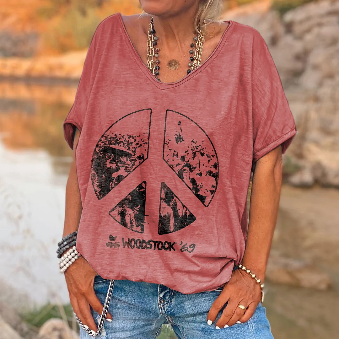 Woodstock Printed Hippie T-shirt