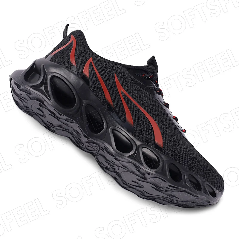 Softsfeel Men's Relieve Foot Pain Perfect Walking Shoes - Black Red