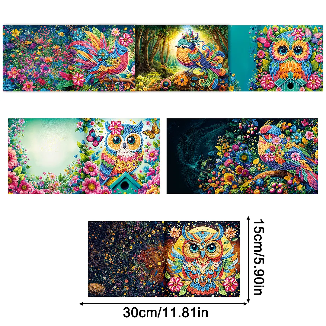 6pcs Birds and Owls DIY Diamond Painting Greeting Card Kits with Envelopes Diamond Art Greeting Cards Diamond Art Cards Kits for Adults DIY Crafts Family Friend Gifts