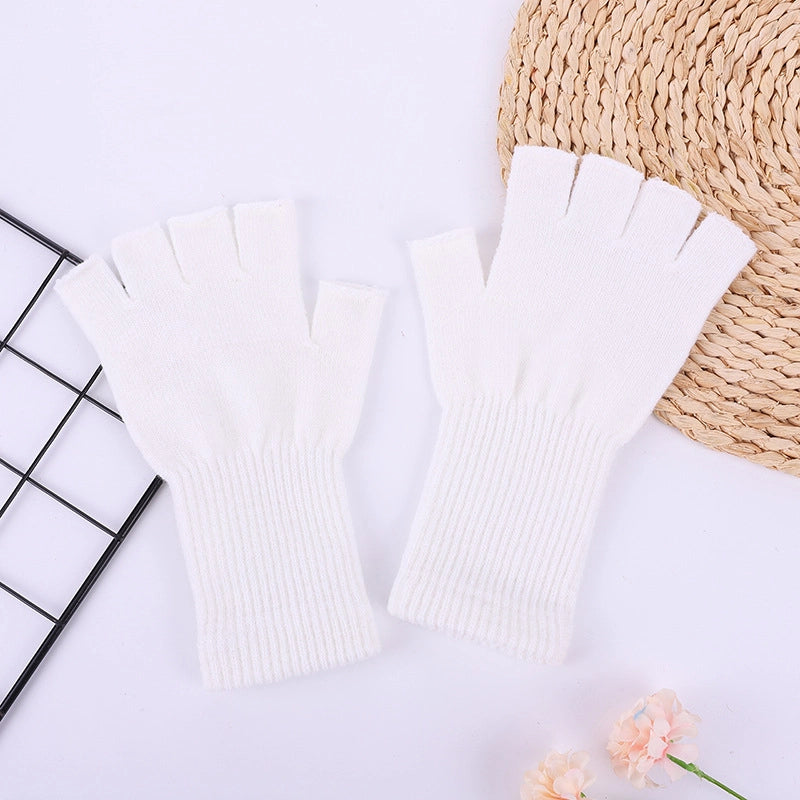Winter Warm Half Finger Gloves Students Learn Open Finger Gloves Hot Long Half Gloves Factory Direct Sales