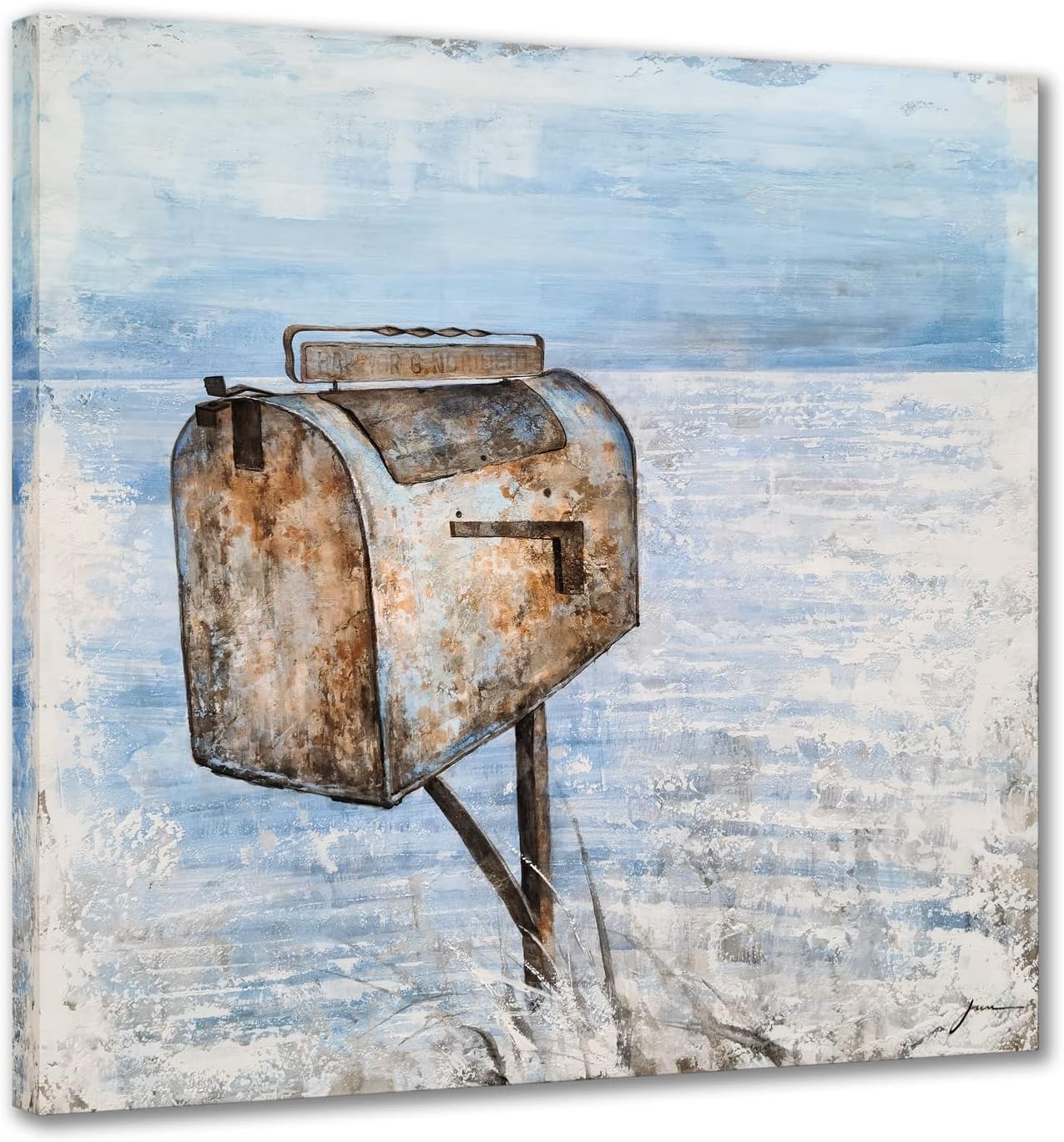 MYBEAUTYWALLA Rustic Coastal Wall Art - Abstract Beach Painting with Textured - Contemporary Ocean Pictures for Living Room Bedroom Bathroom Decor 30x30IN