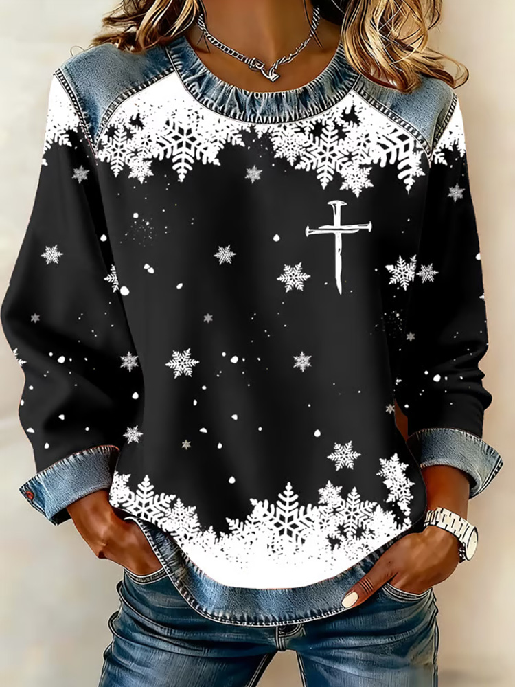 Women's Christmas Faith Print Sweatshirt elevenforest
