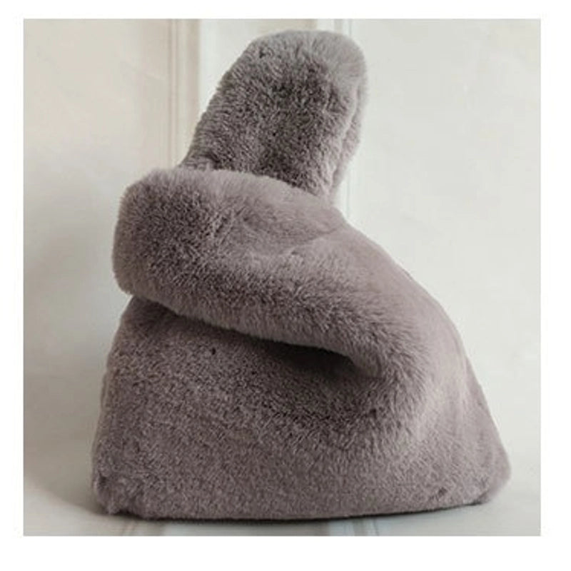 Furry Korean Style Autumn And Winter Imitation Rex Rabbit Fur Handbag Cute Plush Vest Bag For Women