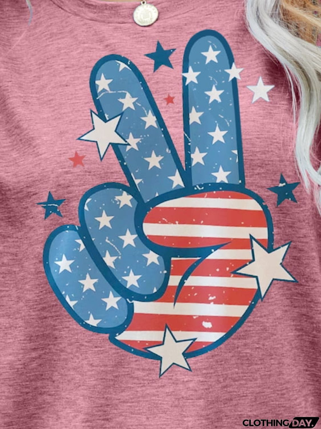 US Flag Peace Sign Hand Graphic Tee