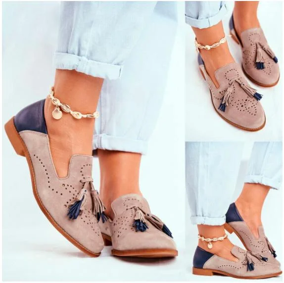 Fringed Hollow Color Block Shoes-Allyzone-Allyzone
