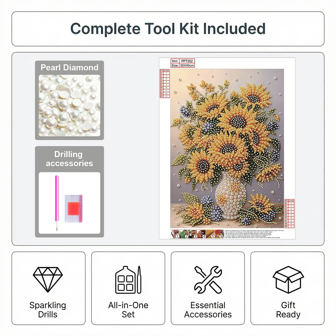 Pearl Painting Kit for Adults Sunflower Rhinestone