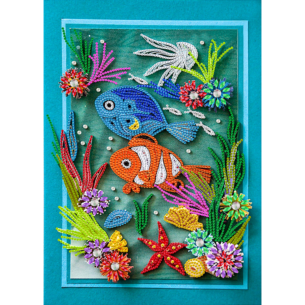 Paper Quilling Clownfish 30*40cm(canvas) beautiful special shaped drill diamond painting