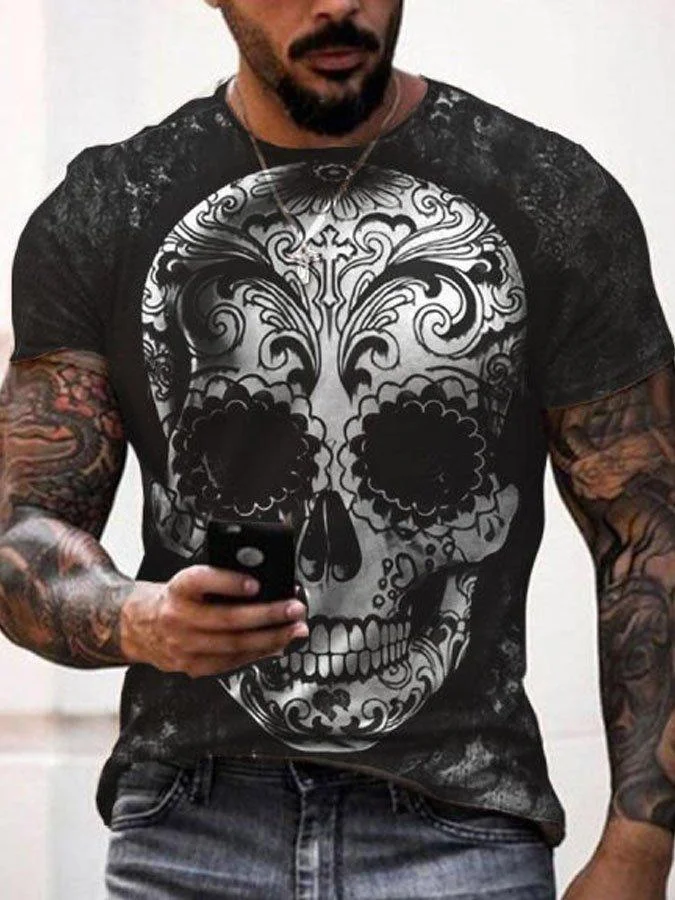 Men's skull print short sleeve
