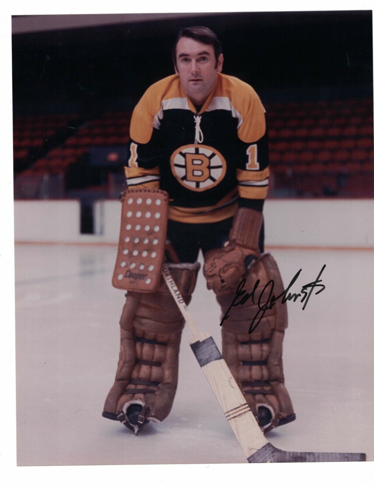 Ed Johnston Boston Bruins Signed 8 x 10