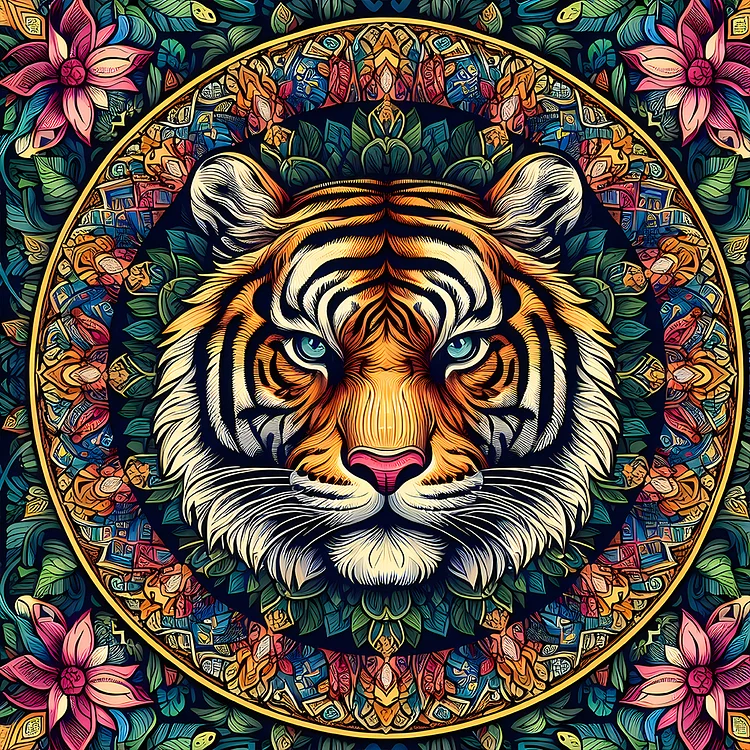 Mandala Tiger 40*40CM (Canvas) Full Round Drill Diamond Painting gbfke