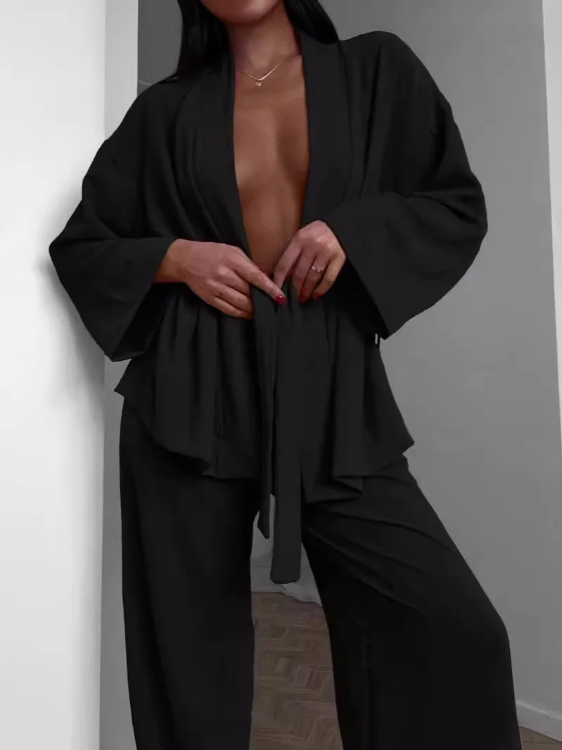 Nigikala Nigikala Women's Loose Comfortable Nine-Sleeve Trousers Pyjamas Two Sets Of Homewear Women