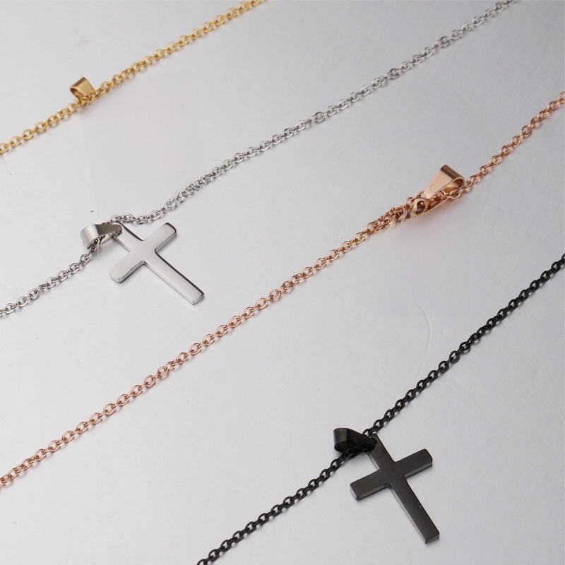 Casual Streetwear Cross Stainless Steel None 18K Gold Plated Unisex Pendant Necklace