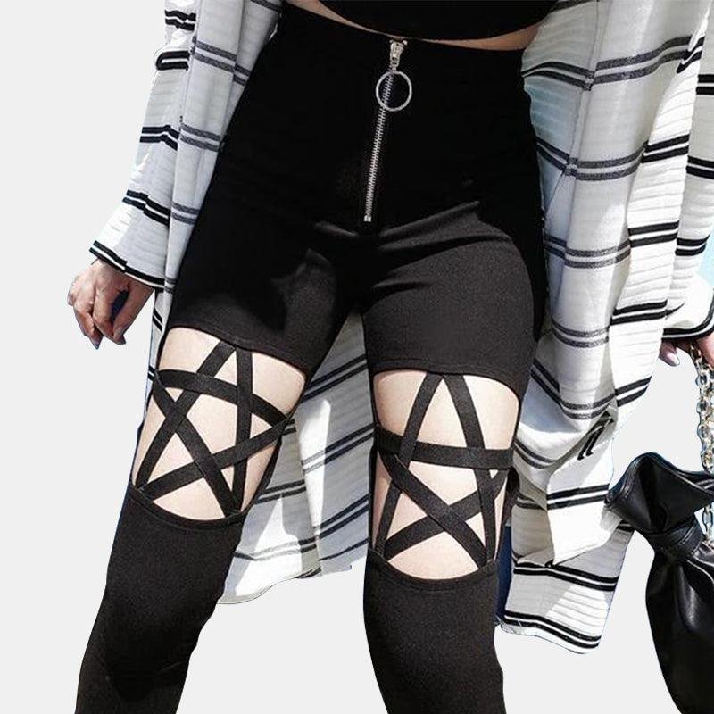 Hollow Punk Star Leggings