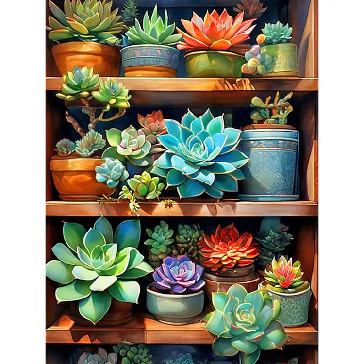 Succulent Plant 30*40CM (Canvas) Full Round Drill Diamond Painting gbfke
