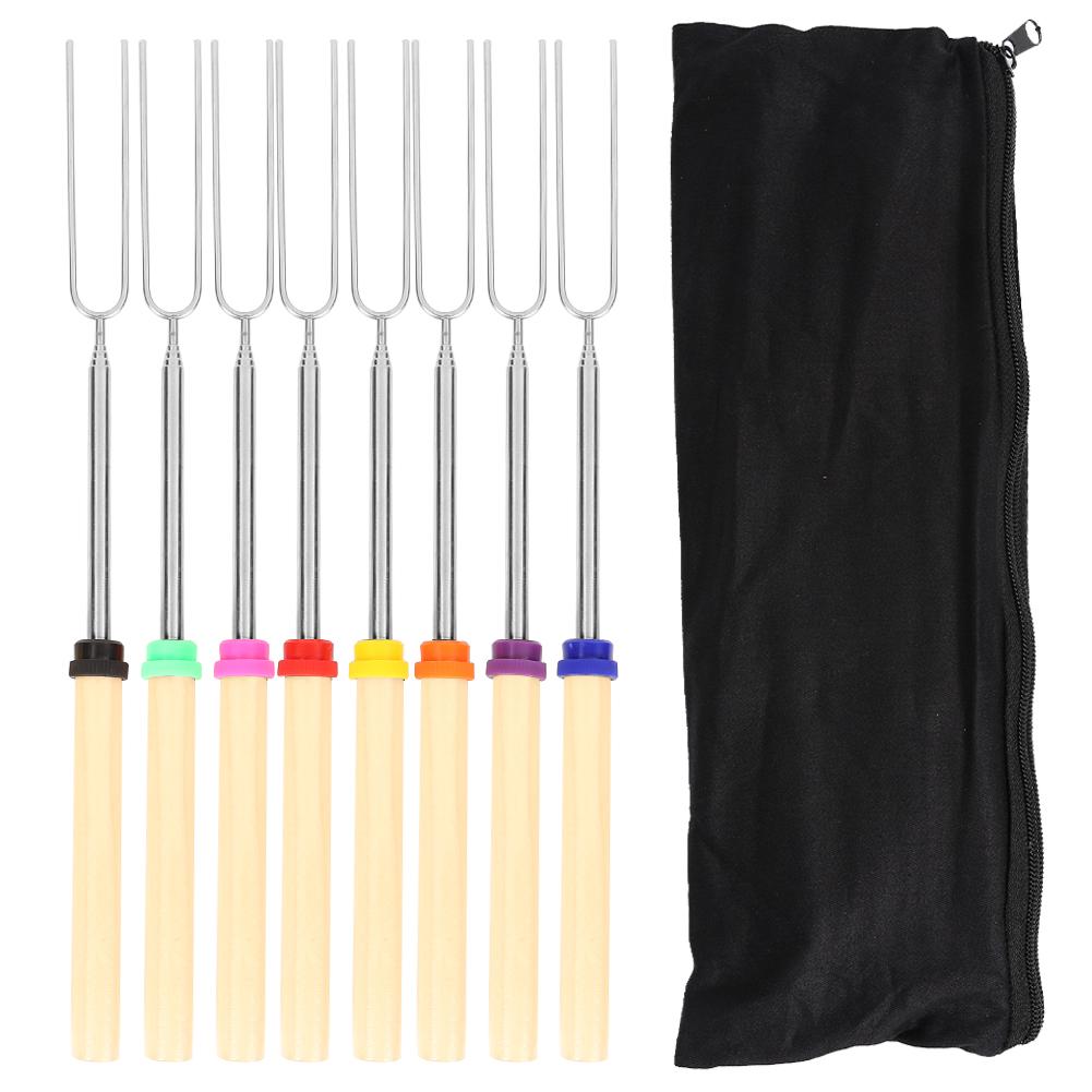 8 Colors BBQ Fork Telescoping Barbecue Marshmallow Roasting Sticks Kit от Cesdeals WW