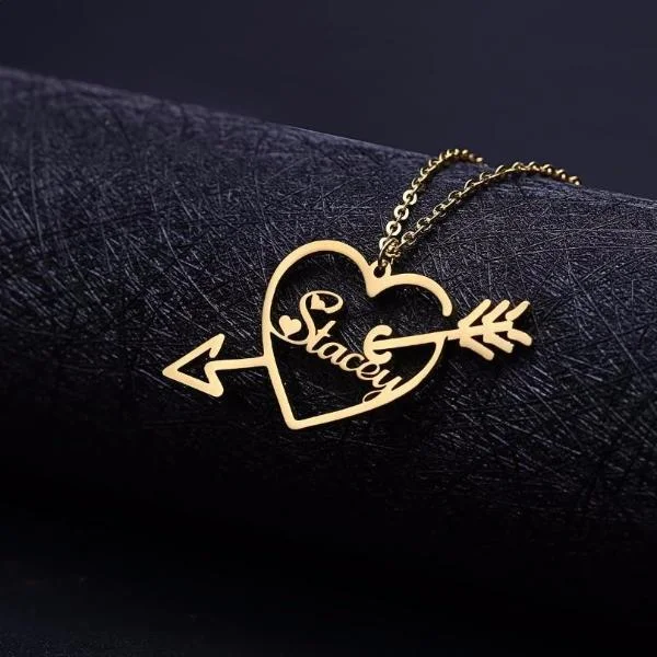 Arrow Heart Name Necklace