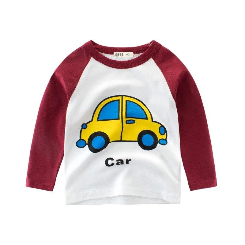 Kids Clothes Boys Solid Cotton T-shirts Children Autumn Winter Sweatshirts Cartoon Girls Long Sleeve Tops Baby Boy T Shirts