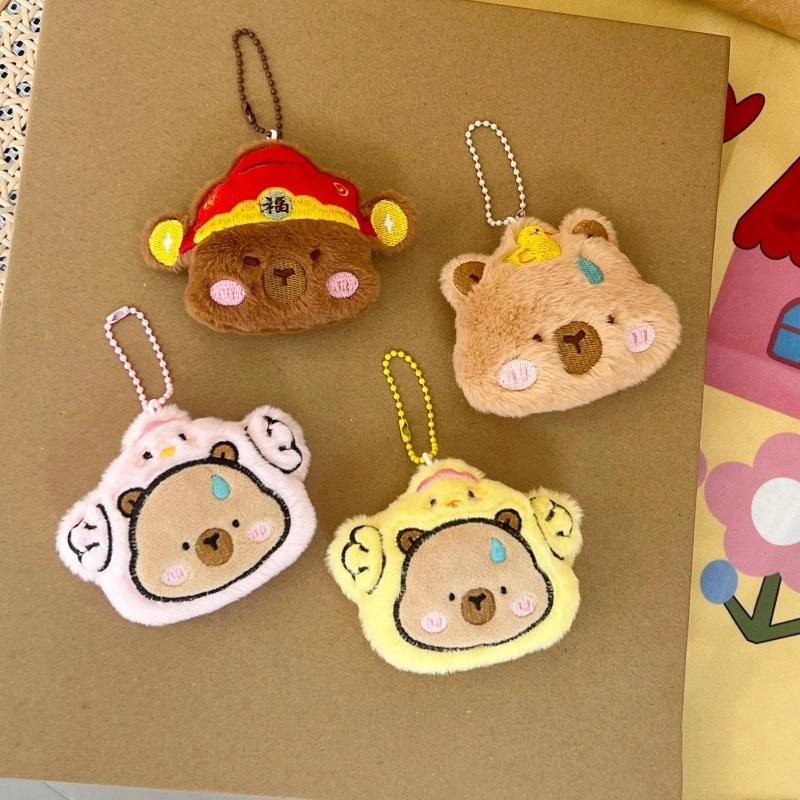 Cartoon Plush Kapi Little Guinea Pig Doll Doll Bead Chain Hanging Decoration Student Schoolbag Decorative Keychain Pendant