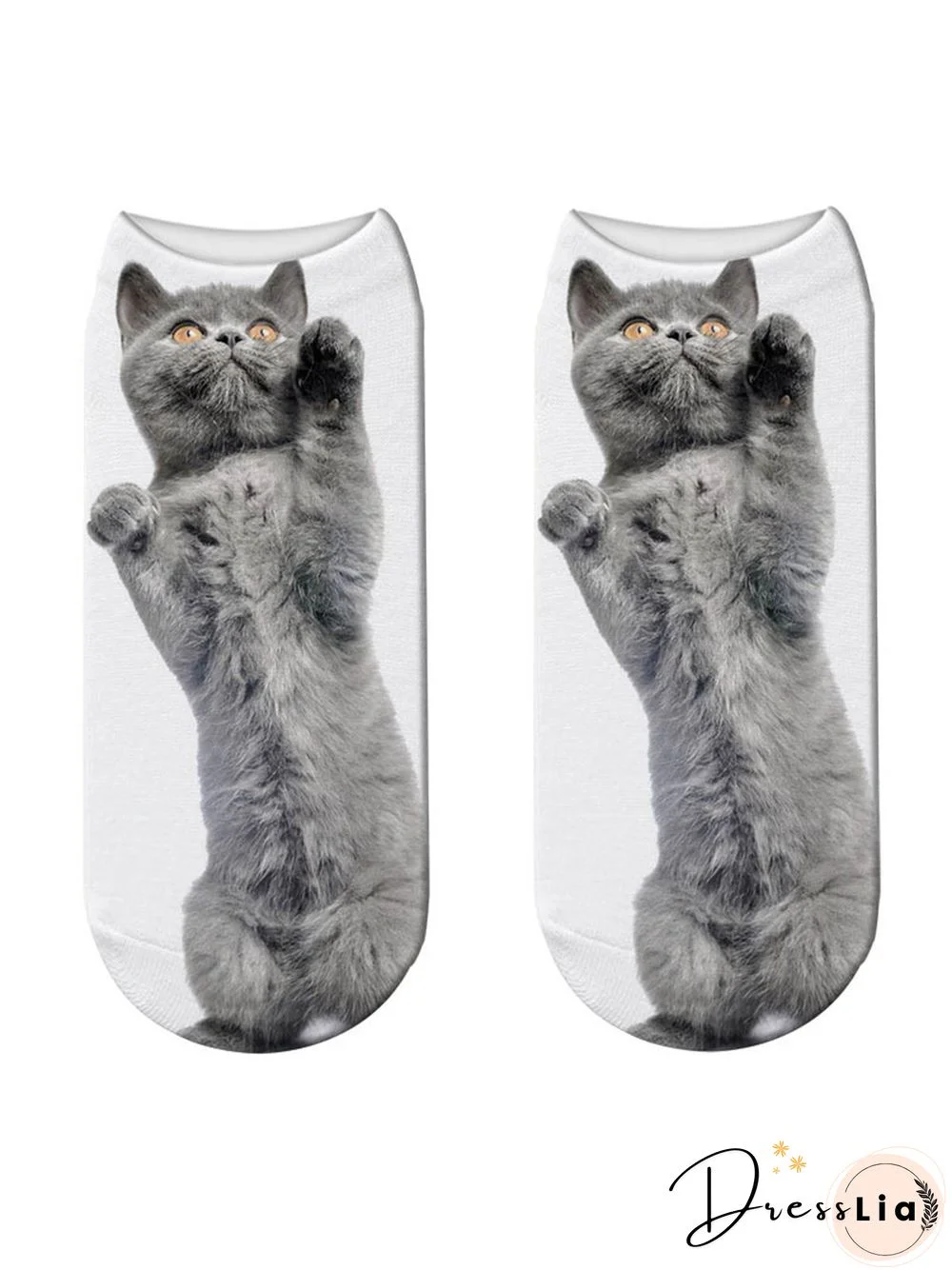 Cotton Knit Cat Pattern Socks