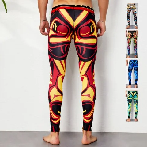 pornhint Pornhint SEOBEAN winter Tights Autumn Workout fitness Mens sexy Geometrical pattern Long johns Low Rise leggings Underpants