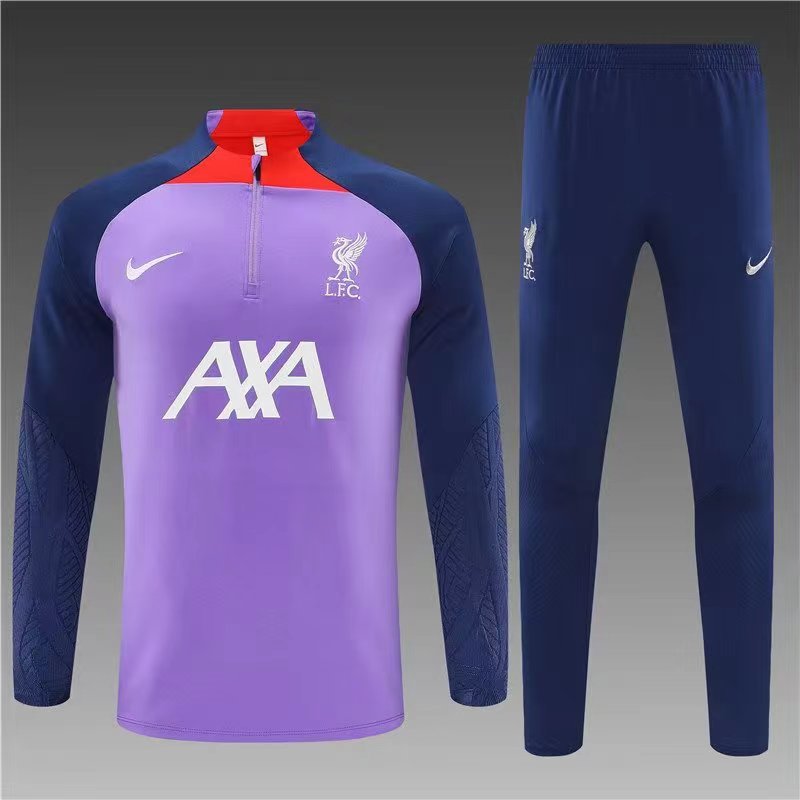 23/24 Liverpool Half-Pull Training Suit purple Football Jersey Set Thai Quality