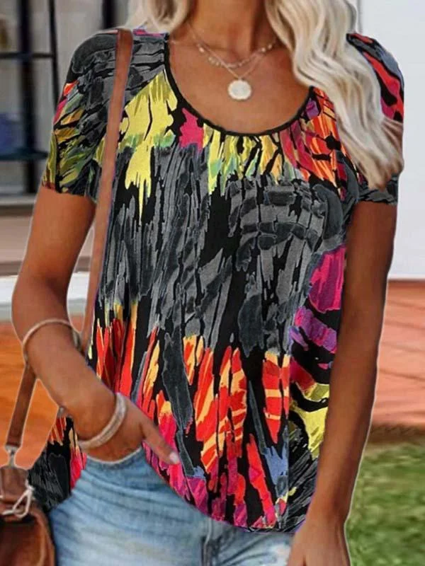 Women Long Sleeve V-neck Graphic Floral Printed Top