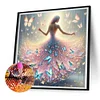 Diamond Painting -DIY Round Dril Girl in Butterfly Skirt