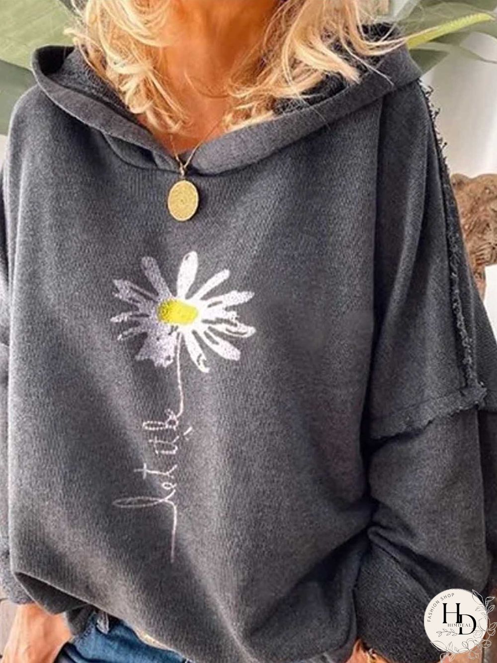 Gray Casual Long Sleeve Cotton-Blend Patchwork Sweatshirt