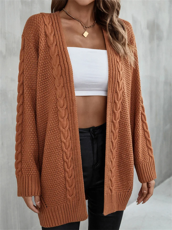 Loose Solid Color Irregular Knitted Sweater Coat-JRSEE