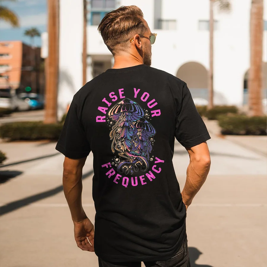 Raise Your Frequency Jellyfish Printed Men's T-shirt