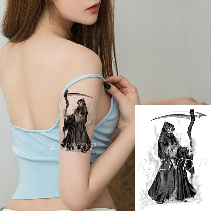 Waterproof Temporary Tattoo Sticker Black Snake Skull Flower Fake Tatto Flash Tatoo Hand Arm Foot Body Art for Men Women