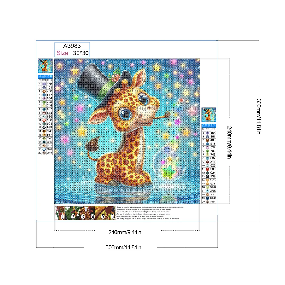 Diamond Painting - Full Round Drill - Giraffe(Canvas|30*30cm)