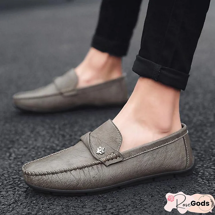 Men's Summer / Winter Casual / British Daily Outdoor Loafers & Slip-Ons Walking Shoes Leather / Nappa Leather Breathable Non-Slipping Wear Proof Dark Brown / Black / Gray