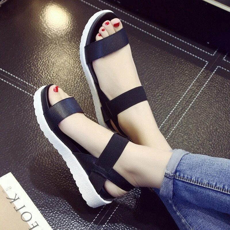 Hot Sale Sandals Women Summer Slip On Shoes Peep-toe Flat Shoes Roman Sandals Mujer Sandalias Ladies Flip Flops Sandal 2019 New