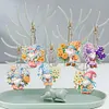 6Pcs PVC Double Sided Special Shaped Flower Goblin Diamond Painting Art Keychain (A)