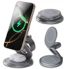 3-in-1 Foldable Magnetic Wireless Charging Stand with 15W Fast Charging Compatible with iPhone, Apple Watch, and AirPods
