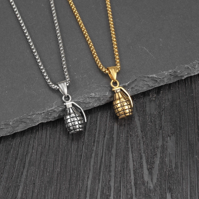 Hip-Hop Grenade 304 Stainless Steel Men's Pendant Necklace