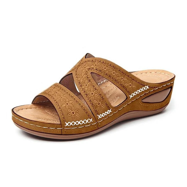 Women's Embroidered Wedge Slippers