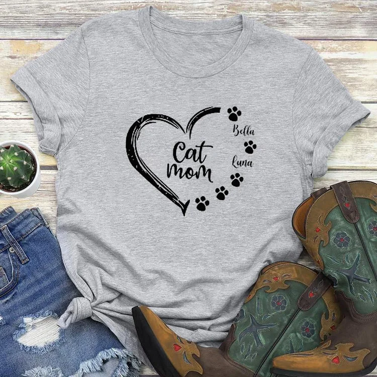 Cat Mom T-shirt Tee - 01103-Annaletters