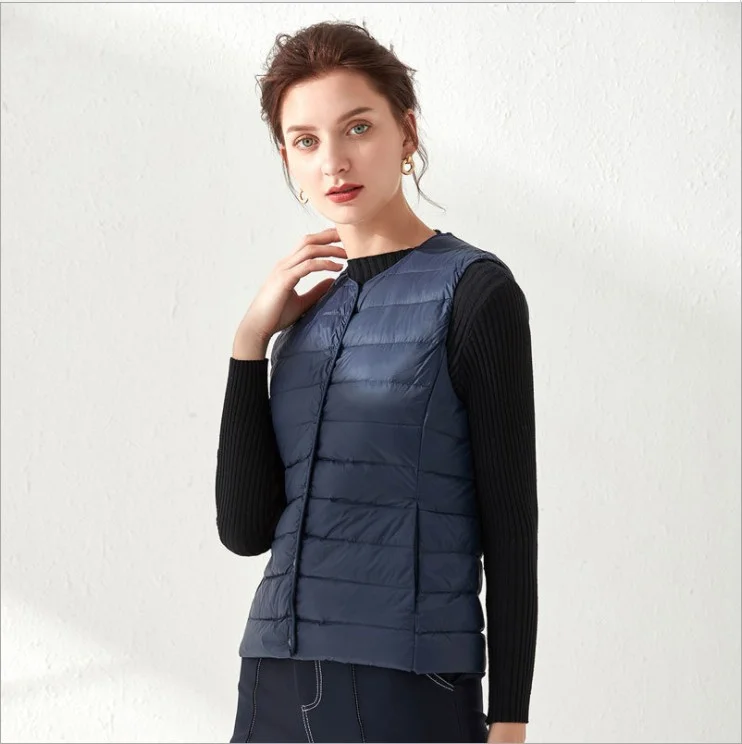 Woherb Hot Style Autumn Winter New Down Vest Female Thin And Short Money Without Collar Vest Fashion Portable Coat Slim Tide-Outfit Ideas