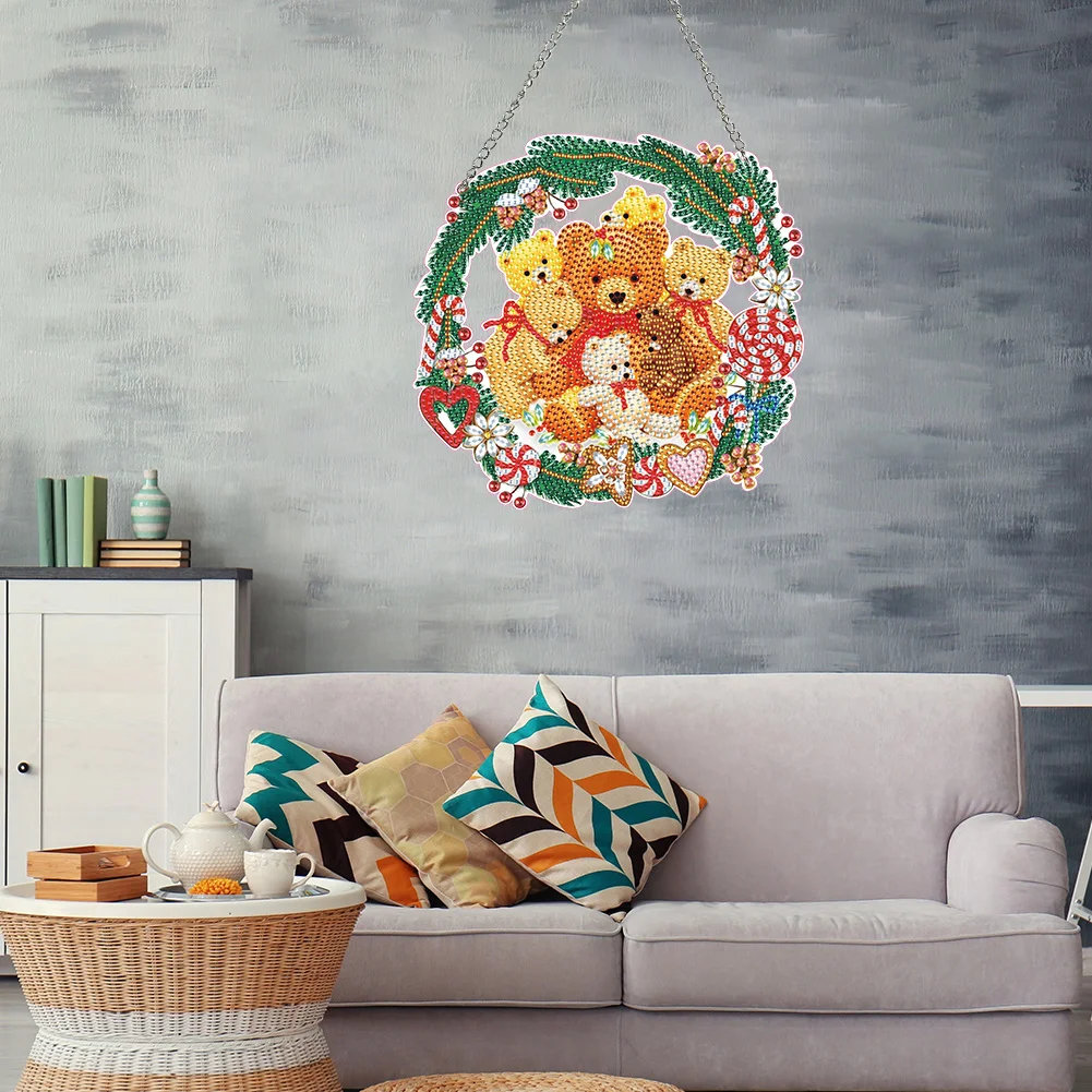 DIY Xmas Wreath Special Shaped Full Drill Garland Crystal Painting Wreath Kit Single Side Diamond