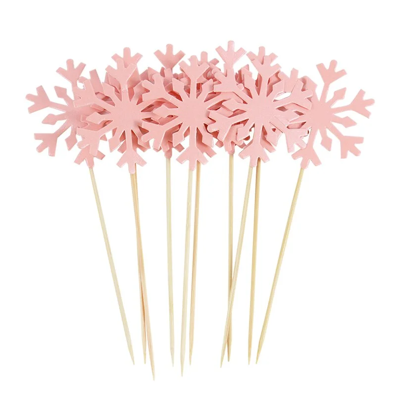 20pcs Ice Snowflake Cupcake Topper Christmas Kids Birthday Cake Toppers Baby Shower Wedding Party Cake Decoration Xmas Supplies