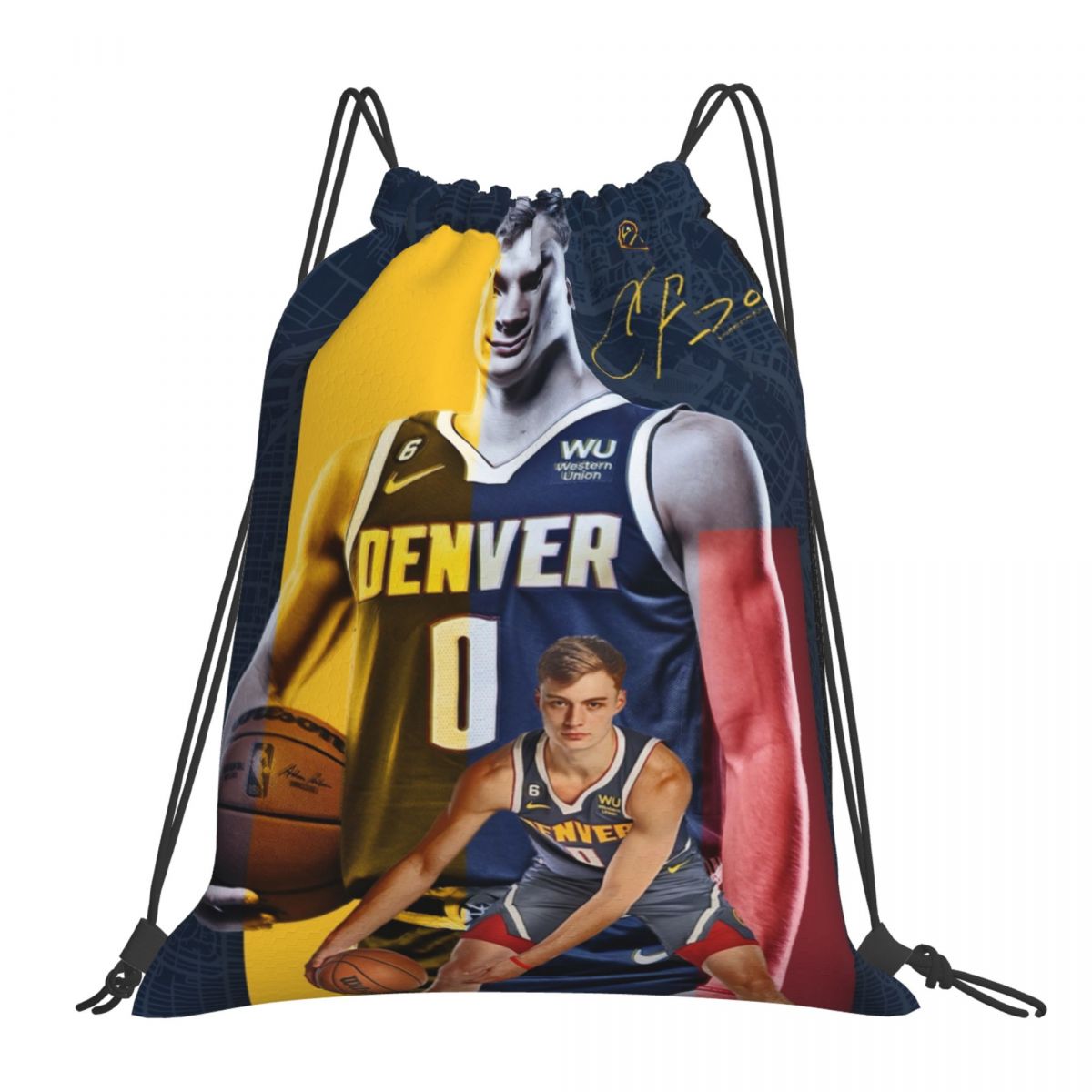 Denver Nuggets Christian Braun Waterproof Adjustable Lightweight Gym Drawstring Bag