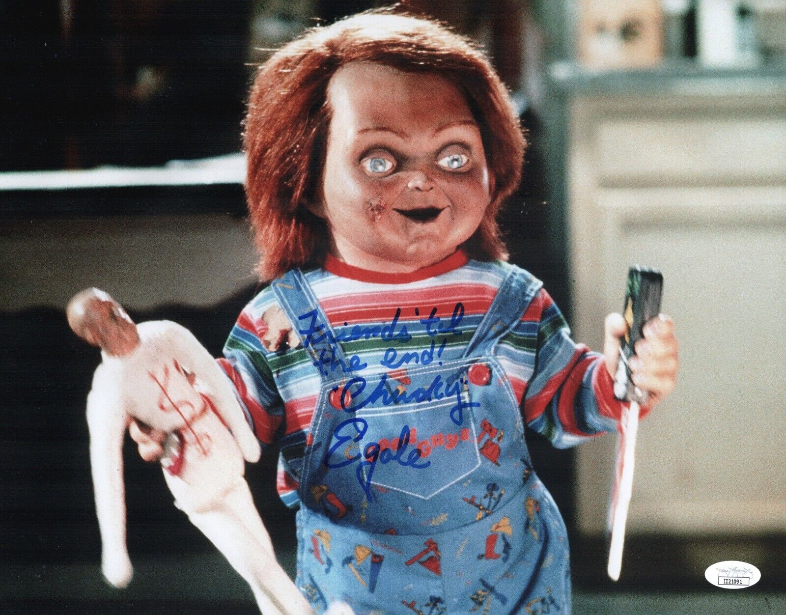 ED GALE Chucky Signed 11x14 Photo Poster painting Child's Play In Person Autograph JSA COA Cert