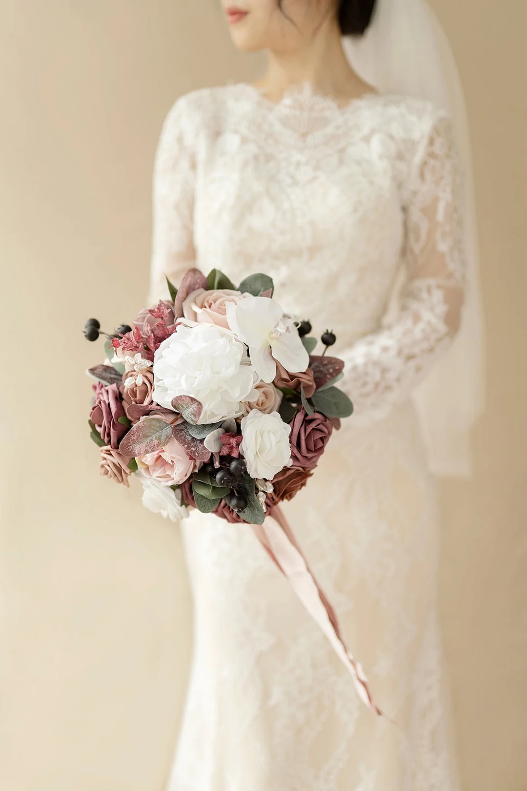 Standard Round Bridal Bouquet in Dusty Rose & Mauve